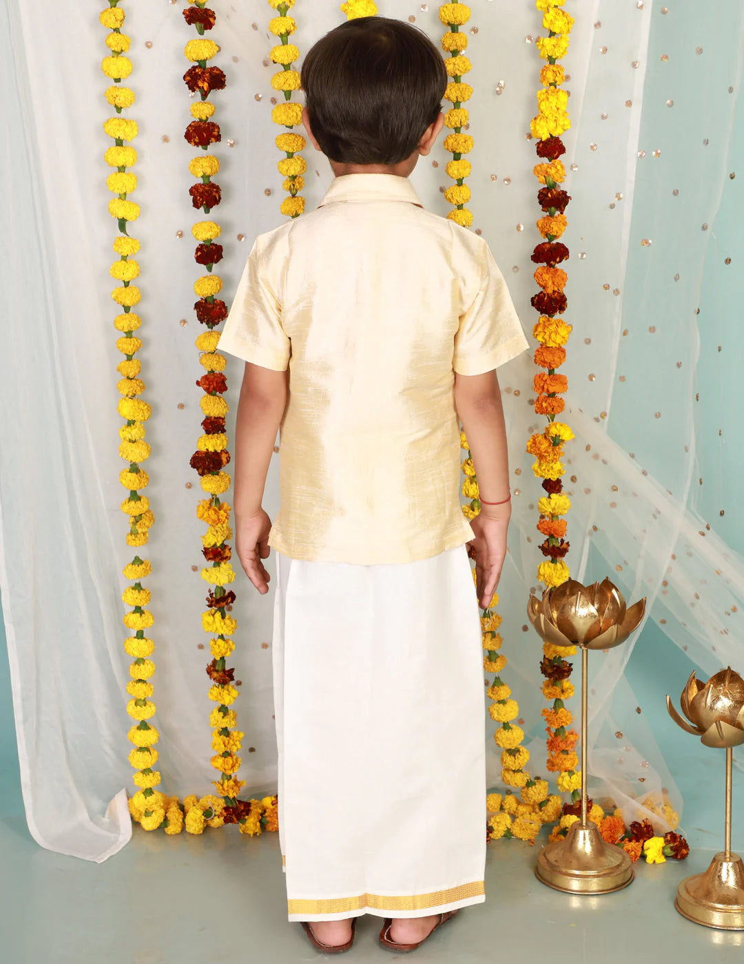 Boys Veshti Mundu Set White