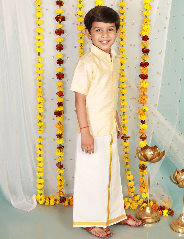 Boys Veshti Mundu Set White